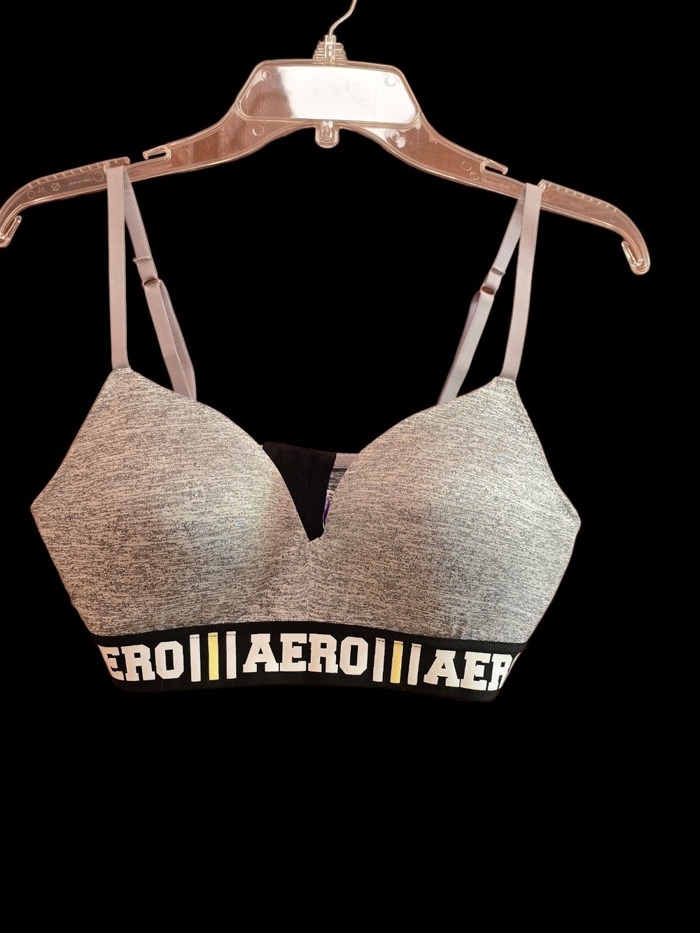 Aeropostale Light Gray Seamless Sports Bralette with Logo Band 38C